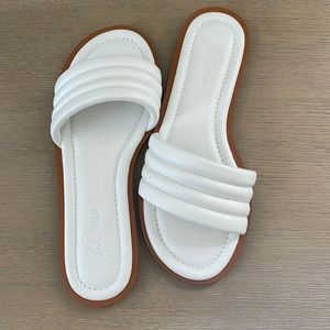 J.CREW Sorrento Padded Slides in Leather in white - size 8 NEW/NEVER WORN